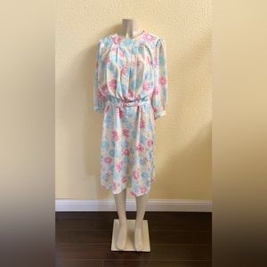 VTG Lorac Original Sz ? Multicolored Floral Print Short Sleeve Knee Length Dress